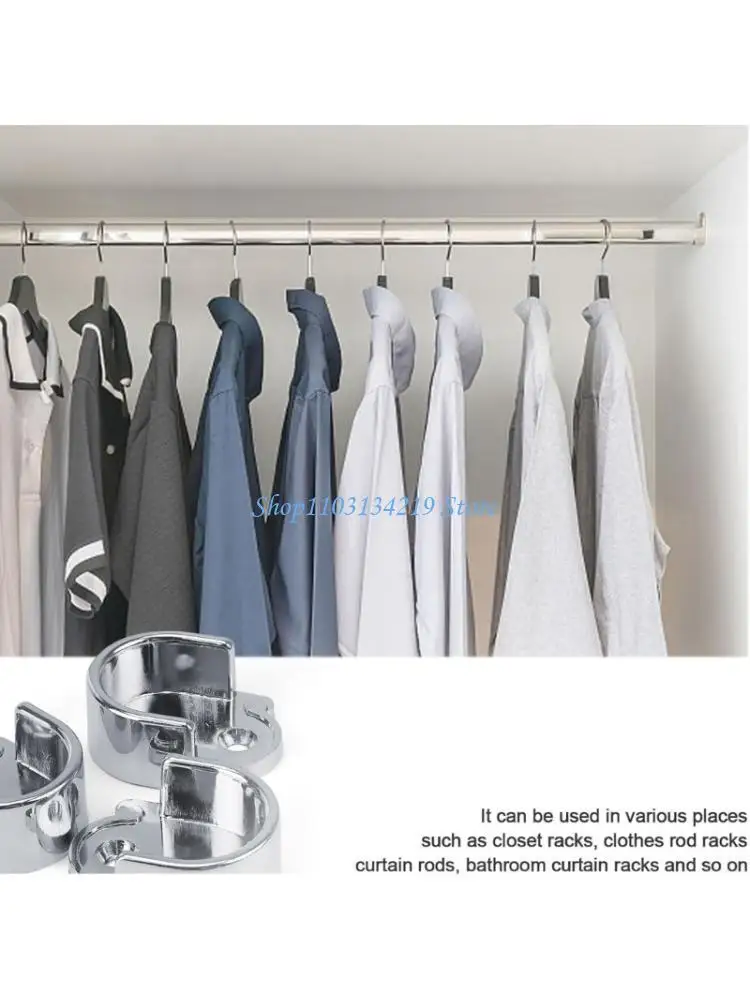 N5KC Durable Metal Wardrobe Rod Mounts for Bathroom Bedroom Closet Organization Use