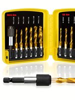 13pc Titanium Drill Tap Bit Set, 3-in-1 Functionality, Quick-Change, SAE/Metric