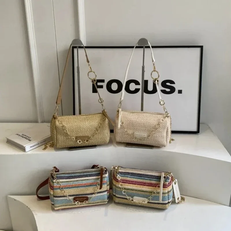 

Patchwork Fabric Zipper Sweet Shoulder Bag 2025 High Quality Soft Versatile Tote Bag Large Capacity National Style Ladies Bags