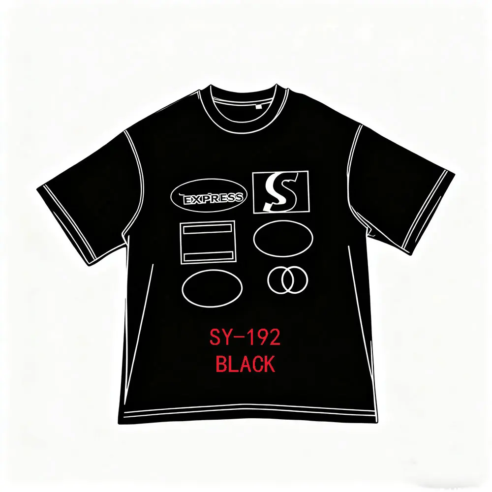 

SY-192 Unisex Cotton Short Sleeve Tee Jogger T-shirt Summer TEE-BLACK t shirts t shirts for men