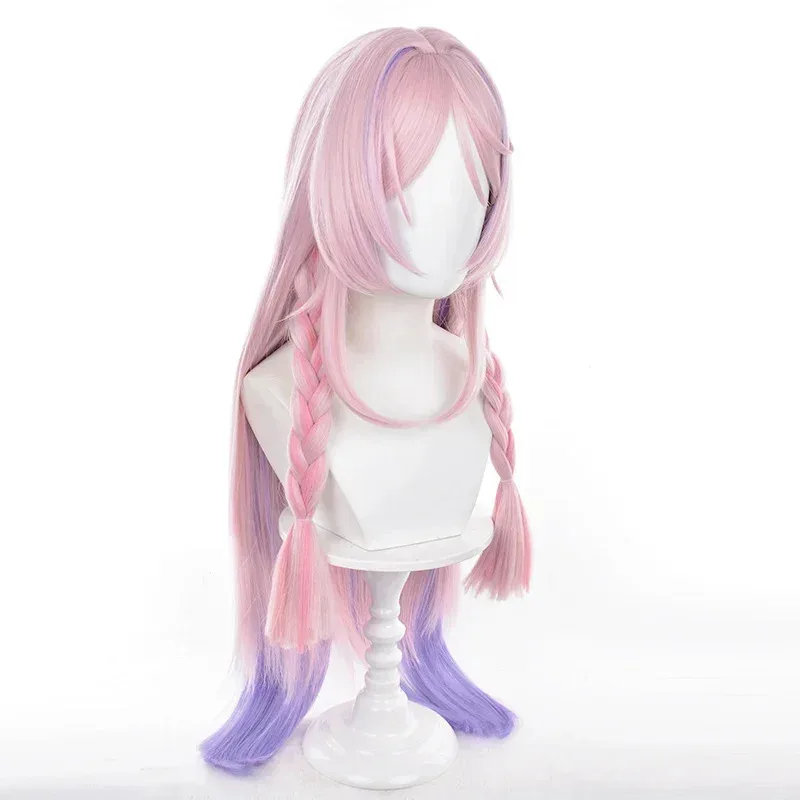 CyCitlali Peruca Cosplay 85 cm de comprimento Cabelo Trançado Rosa Roxo Gradiente Peruca Cosplay Anime Cosplay Resistente ao Calor