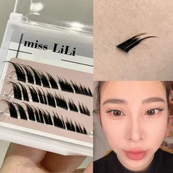 Pestañas postizas esponjosas 3D individuales, extensiones de pestañas de un solo grupo, maquillaje de efecto de ojos de zorro de visón Natural segmentado