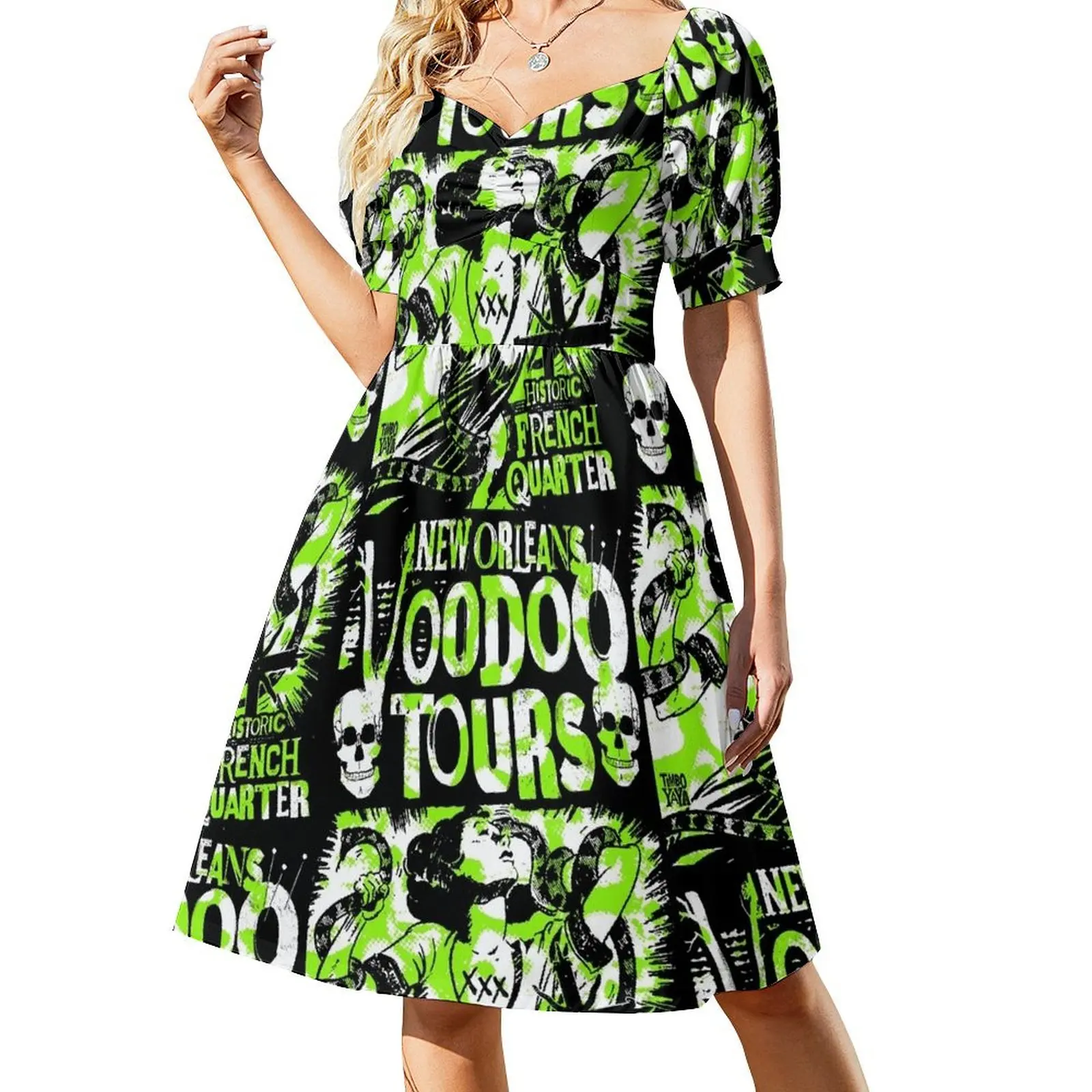 Orleans Voodoo Tours Short-Sleeved Dress elegant and pretty women's dresses Casual dresses Women's dress