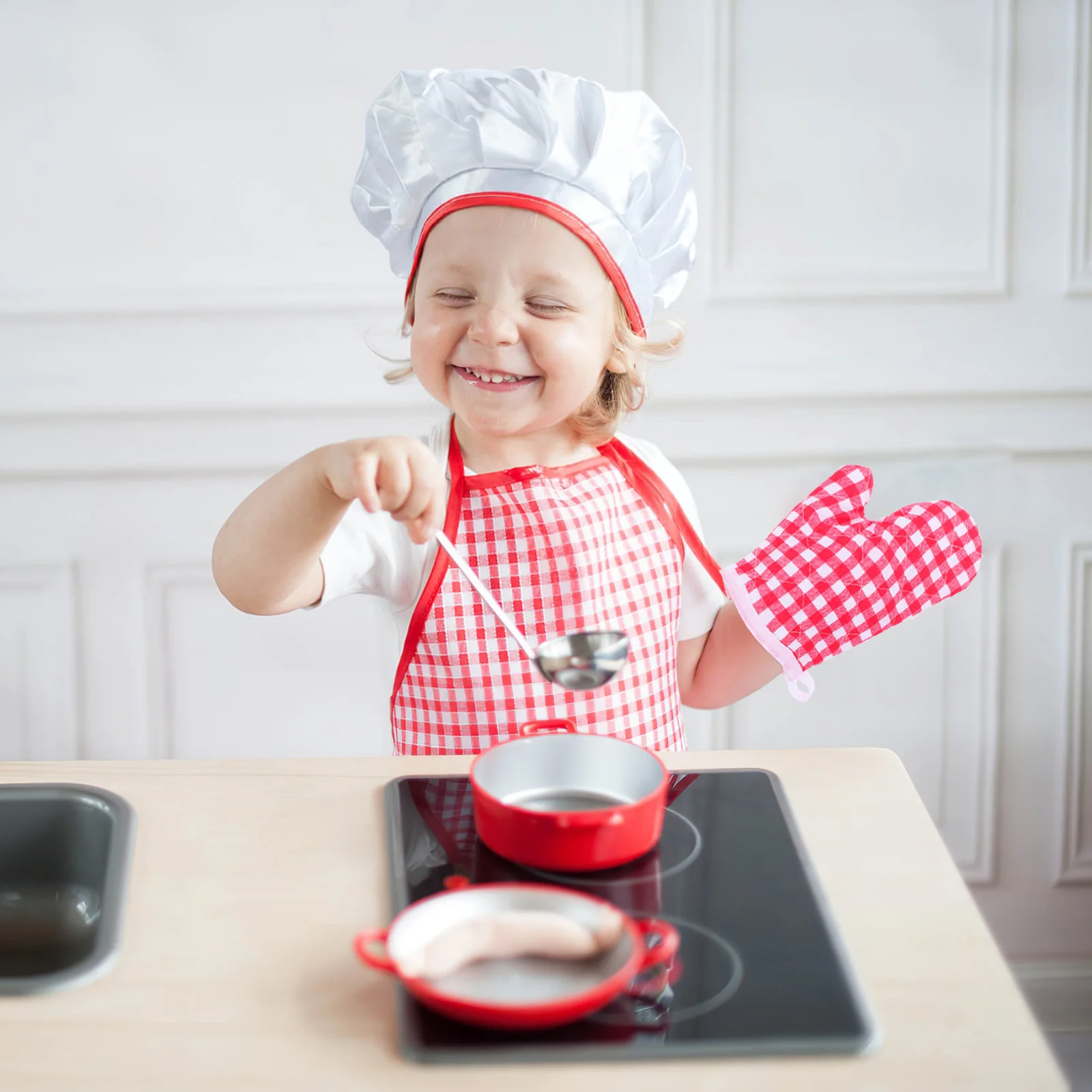 

4 pcs Heat Resistant Oven Mitts For Kids Insulated Microwave Baking Gloves Non-Slip Kitchen Mittens Small Hands Anti-Scald