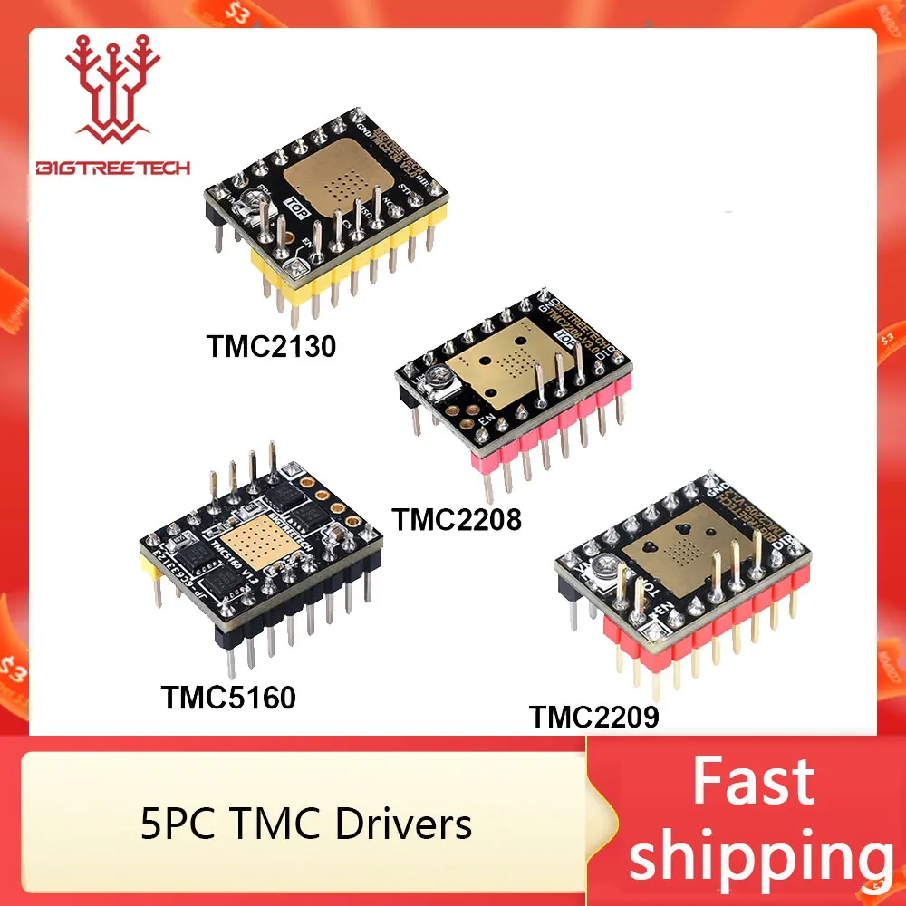 

5PCS BIGTREETECH TMC2209 TMC2208 TMC2130 TMC5160 Stepper Motor Driver 3D Printer Parts For SKR V1.4 ramps 1.4 Mini e3 ender 3