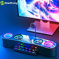 NewRixing wireless/wired PC stereo speaker, plug and play, RBG light,Equipped with physical buttons,for BT/USB/TF/AUX/MIC JACK