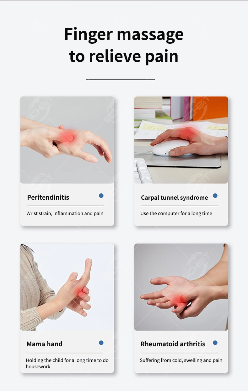 مدلك صغير ببصمة الإصبع لالتهاب الأوتار ونفق الرسغ وتخفيف تعب الإصبع محمول وقابل لإعادة الشحن F12-1 متعدد الأوضاع #6