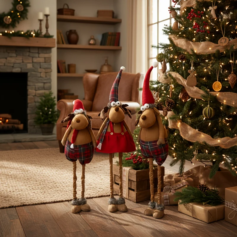 

Reindeer Christmas Large Elf for Fireplace & Tree Fireplace & Hallway Holiday Decoration for Thanksgiving & Fall Home Decor