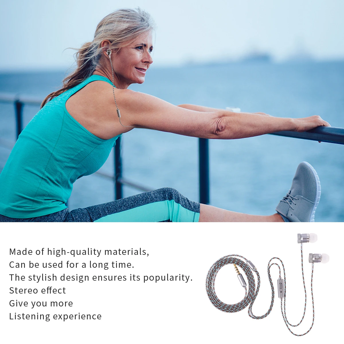 

1 set Wire-controlled In-ear Headphones with Microphone Wired Earbuds Premium Sound Isolation Lightweight Ergonomic for Gifts