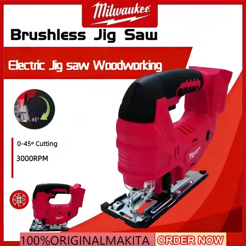 

Milwaukee 18V 20V Battery Brushless Jig Saw 0-45º Cutting 3 Orbital Settings Electric Jigsaw Woodworking Tool Power Tools