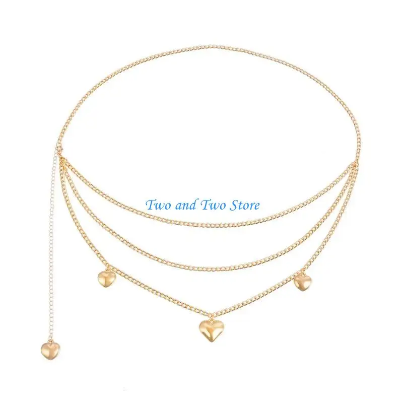 حزام خصر بقلادة على شكل قلب للفتيات من HX6F لمجوهرات الخصر للجسم للولائم