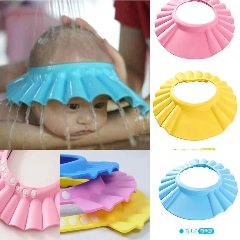 New Baby Safe Shampoo Shower Cap Children Wash Hair Shield Adjustable Elastic Shampoo Cap Kids Shampoo Shield Bath Head Cover