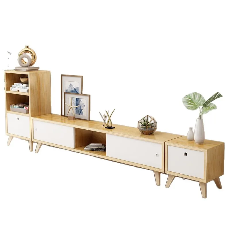 

TV cabinet solid wood modern simple Nordic style small apartment all pine TV cabinet combination