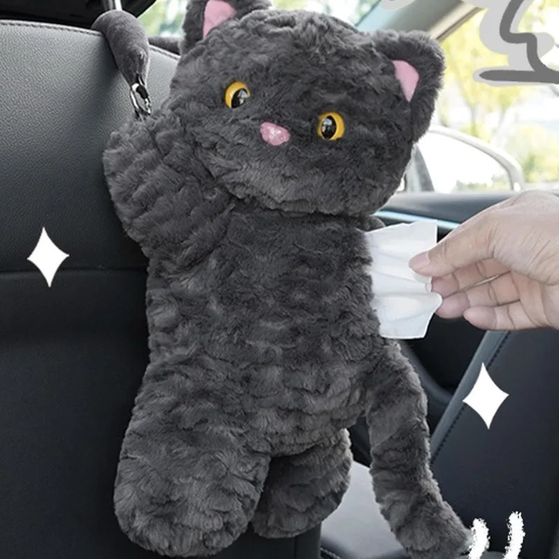 

1 шт., универсальная автомобильная вешалка для салфеток, милый кот, креативный подвесной держатель для салфеток, плюшевая автомобильная бумажная коробка, мягкая декоративная