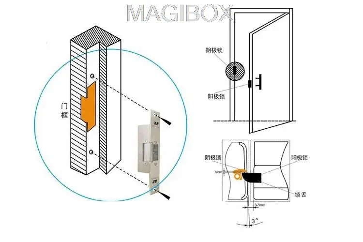 Fail Safe Fail Secure Electric Lock Cathode Lock 12V Electric Strike For Door Access Control