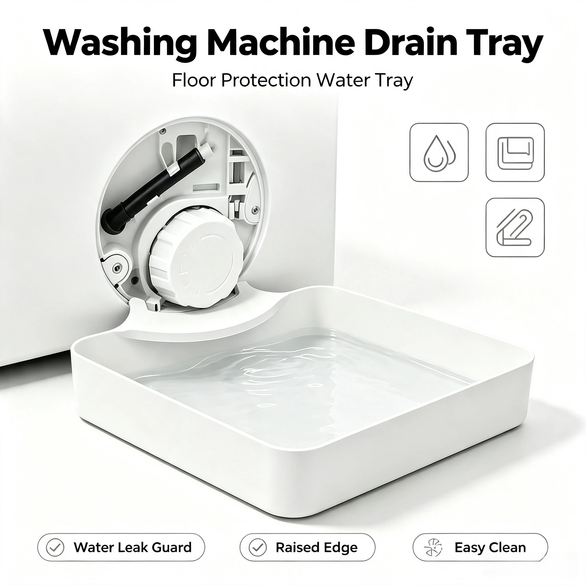 Front Load Washer Water Catcher Tray Washing Machine Drain Pan Anti‑Spill Floor Protector Tray Laundry Maintenance Tool
