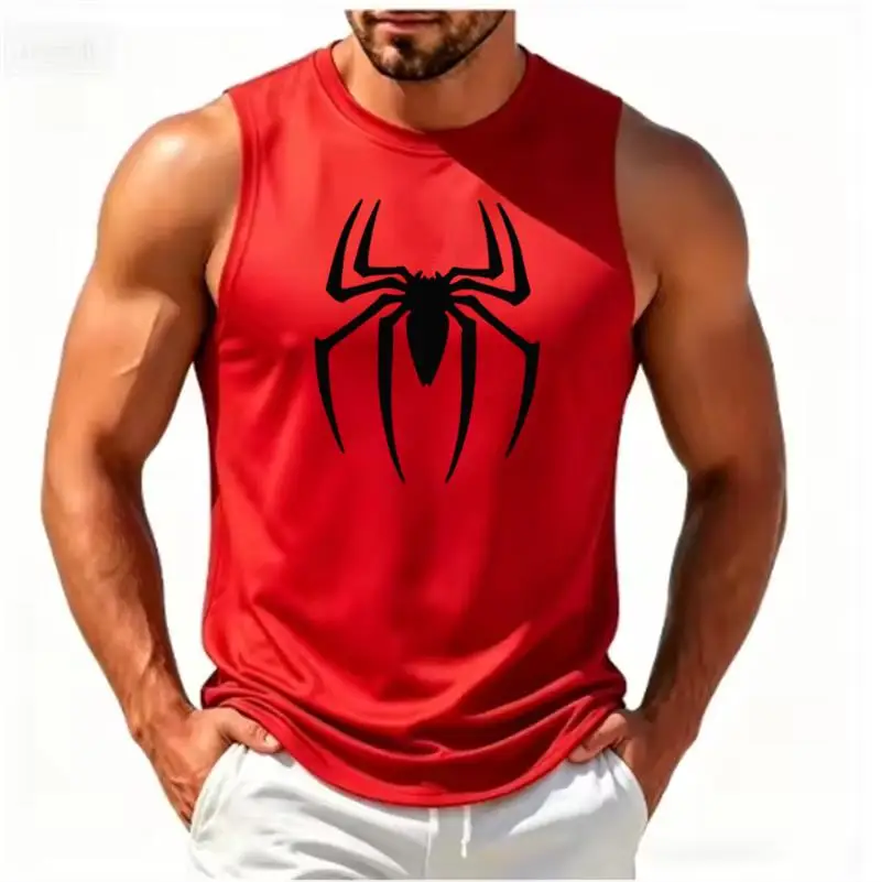 Summer New Trend Men's Pullover Round Neck Mesh Bottom Shirt Sports Fitness Swimming Running Shirt Sleeveless Vest Quick Dry