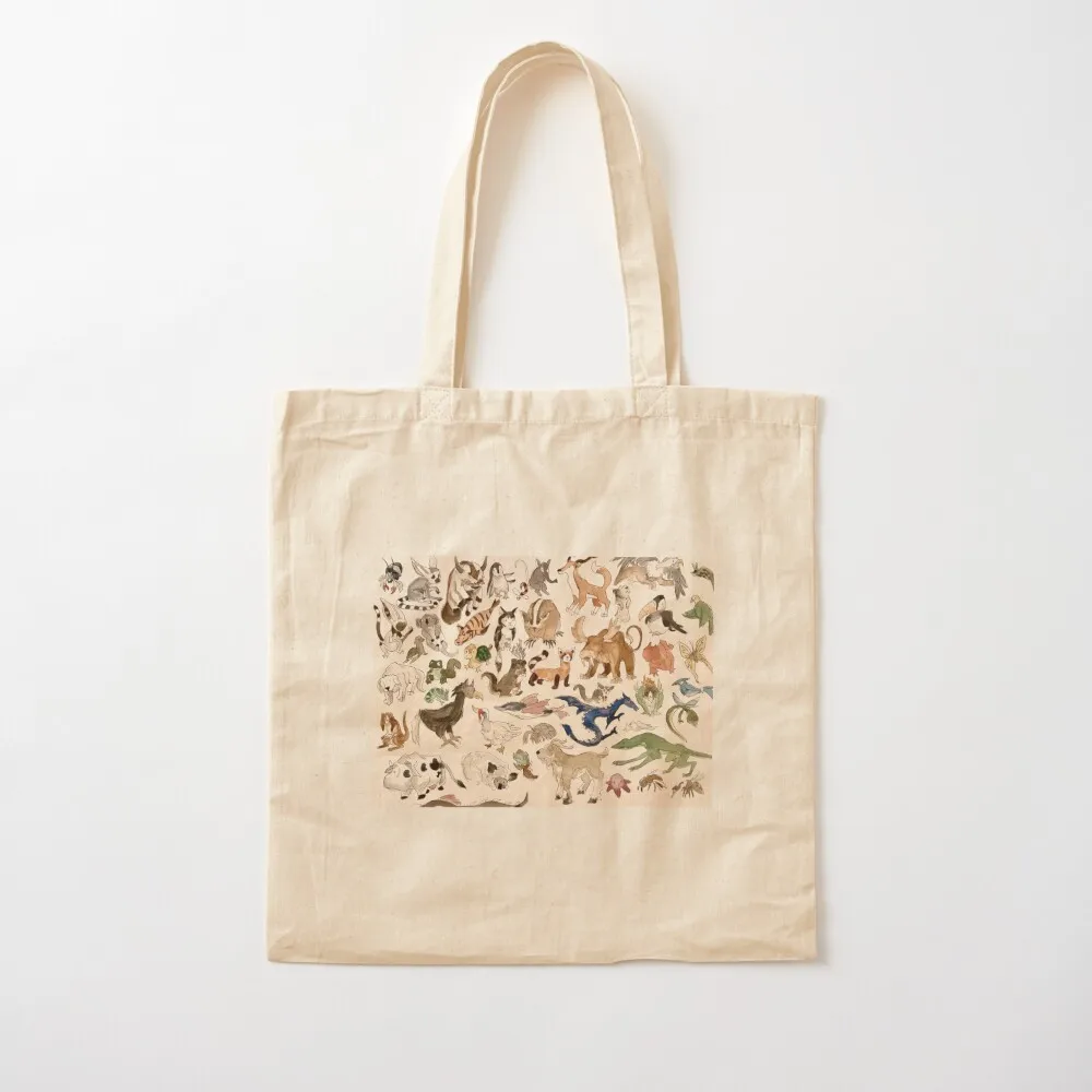 Avatar Animals print in watercolor, Avatar the Last Airbender show, Appa, Momo, turtle duck Tote Bag