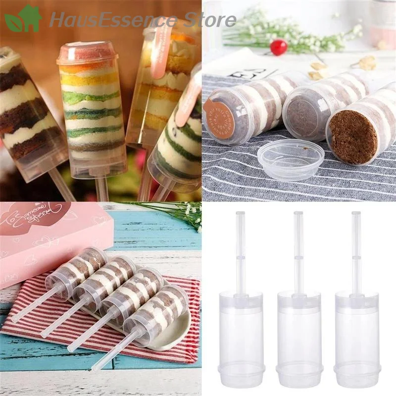 ※10pcs Pushable Cake Holders Diy Push Cake Mold Cylinder Shaped Cake Pusher Push Pops Plastic Containers With Lids For Kitchen view 3