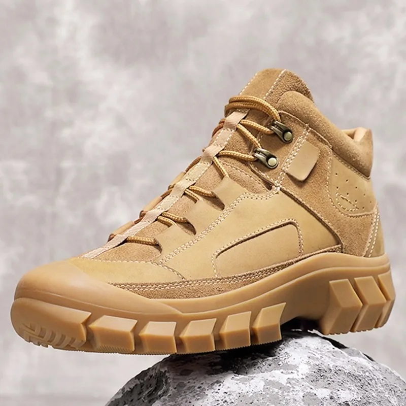 

Men's Snow Boots Genuine Leather Winter Cotton Shoes Male Outdoor Hiking Waterproof Anti-Slip Warm Thick Wool Boots Youth