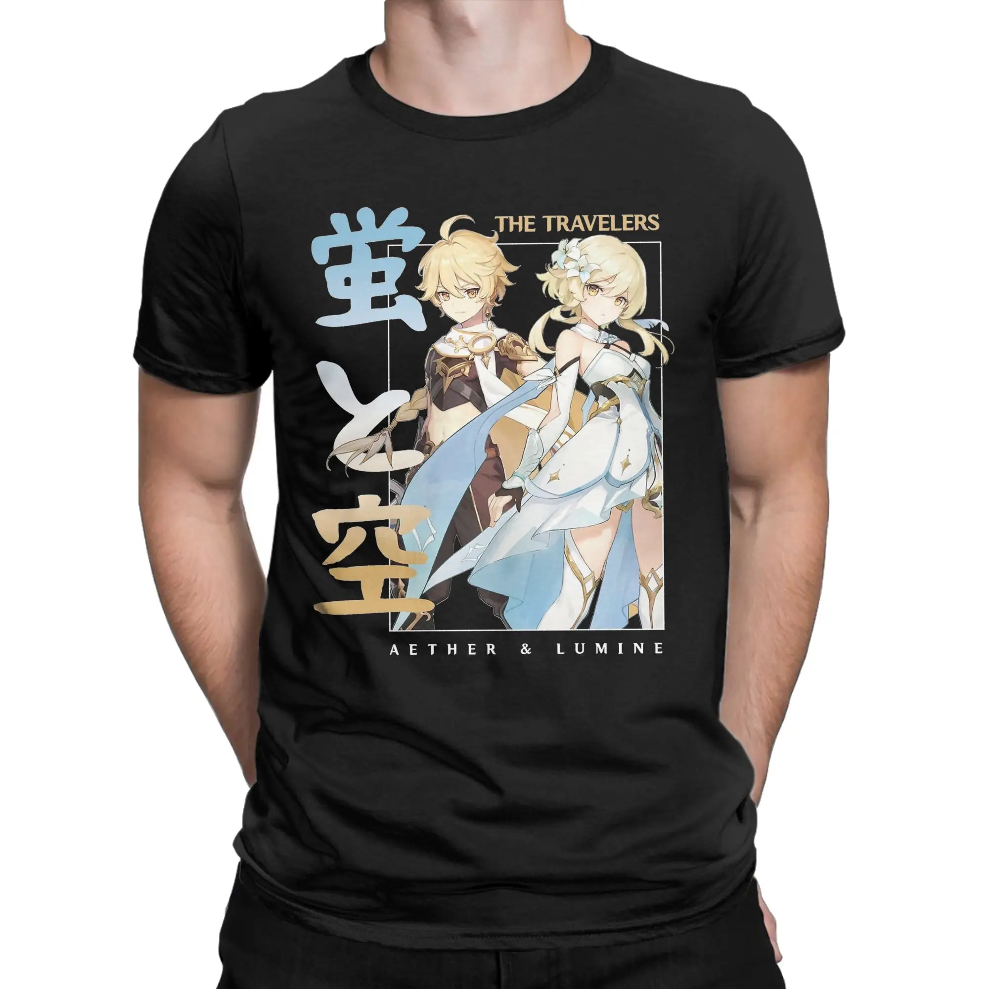 Men Women T-Shirt The Travelers Genshin Impact  Casual Cotton Tees Short Sleeve  T Shirts O Neck Clothes Unique