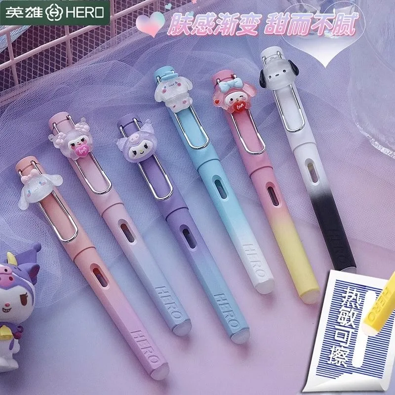 New 0.5mm Sanrio anime erasable cartoon Kuromi My Melody Cinnamon Roll writing pen decorative pen calligraphy practice pen gift