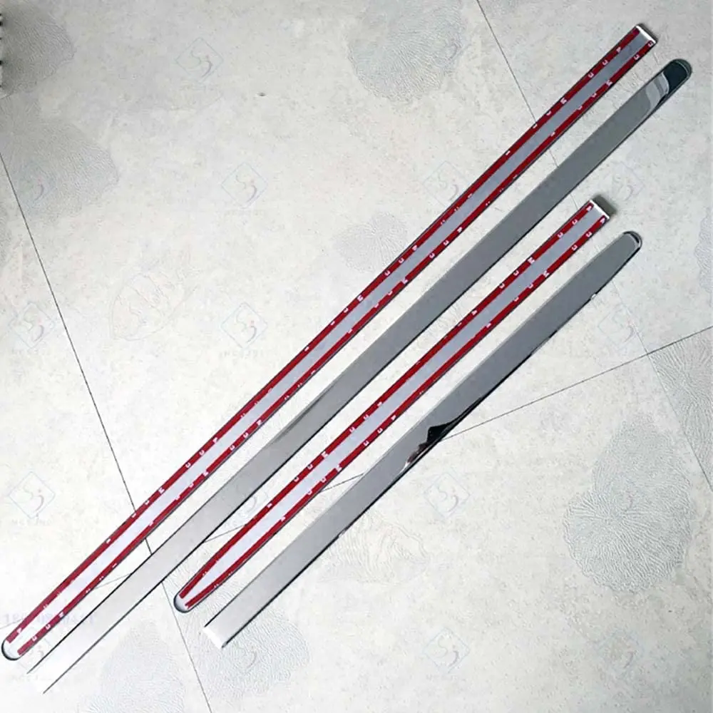 4Pcs Chrome Stainless Steel Car Side Skirt Door Line Garnish Body Molding Trims