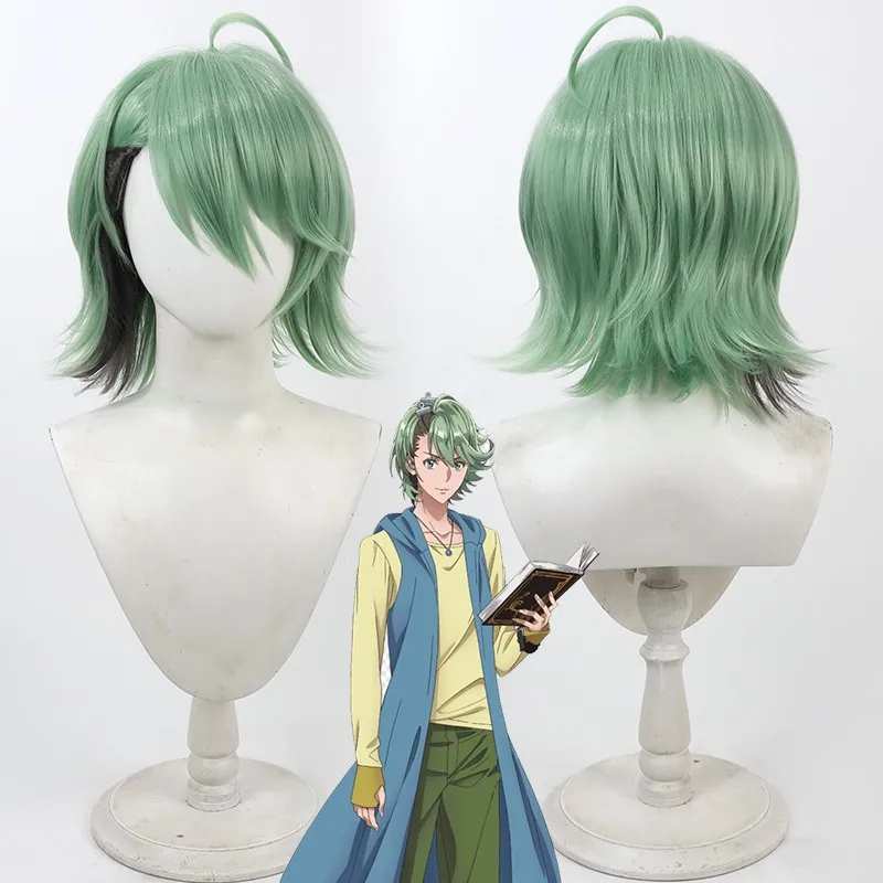 Anime Futo Detective Sonozaki Raito Fuuto PI Philip Cosplay Wig Short Green Heat Resistant Synthetic Hair Halloween Party