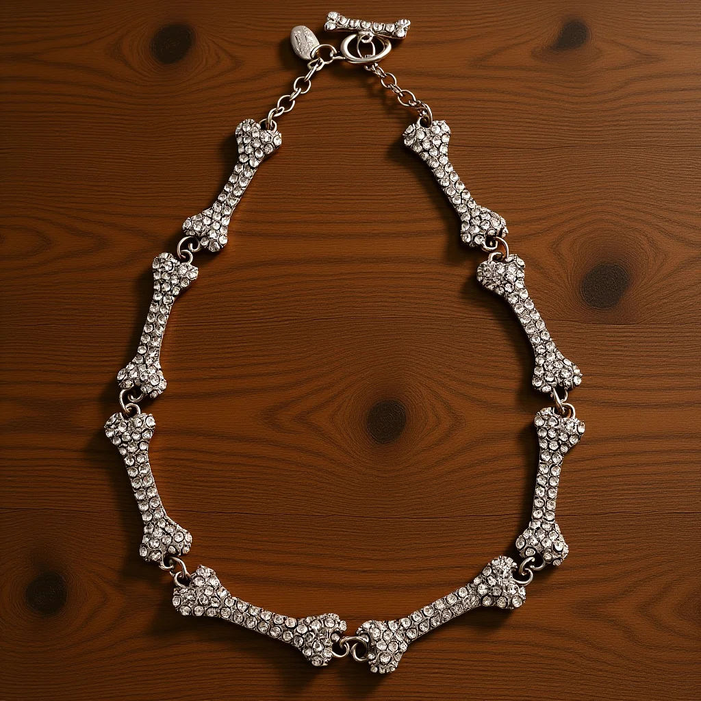 

Bone Necklace Rhinestones Clavicle Chain Halloween Jewelry Gift For Women Crystal Pendant Copper Chain Holiday Birthday