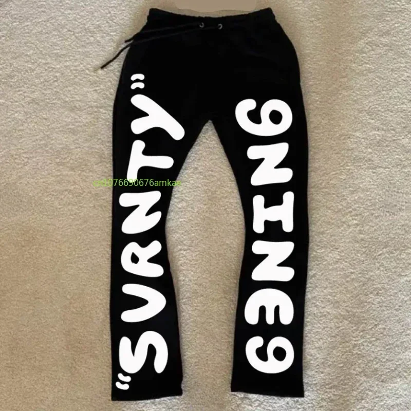 Y2k Hundred Sports Pants Street Style Loose Comfortable Pants  Men Women Ins Tide Letters Printed Cotton Black Casual Pants