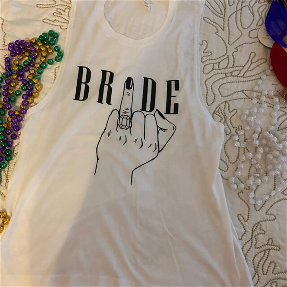 Bride Shirt | White Muscle Tank - Bride Finger Shirt - Bride Tank Top - Bride Finger Tank Top - Wedding Shower Shirt