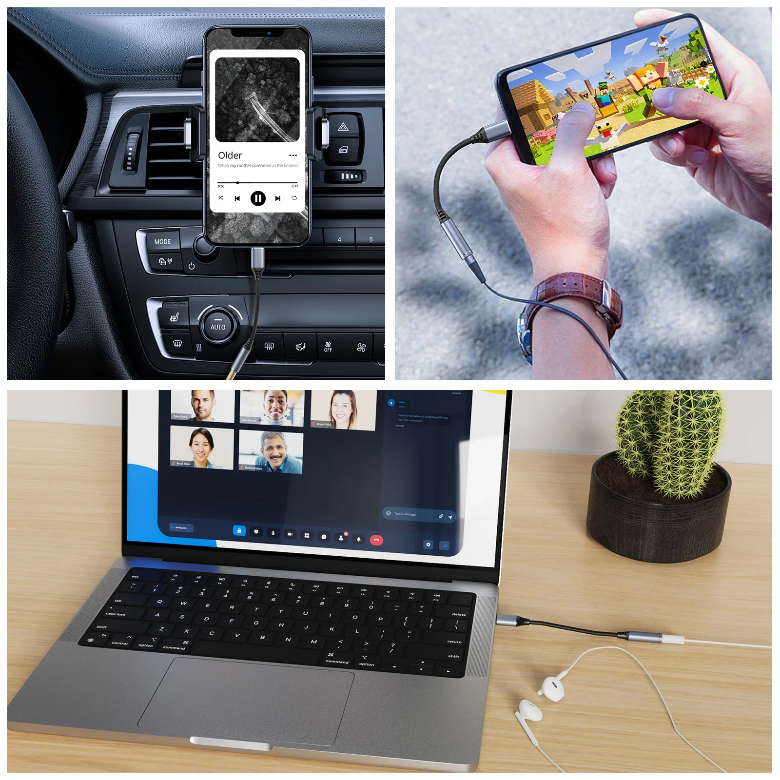 USB C إلى 3.5 جاك سماعة محول USB-C 3.5 مللي متر كابل الصوت محول آيفون 16 15 برو ماكس سامسونج غالاكسي هواوي شاومي