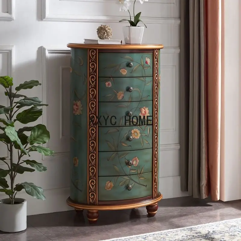 

Vintage Storage Cabinet Household Luxury Room Organizer Cabinet Wooden Drawer Muebles Bajitos Living Room Furniture