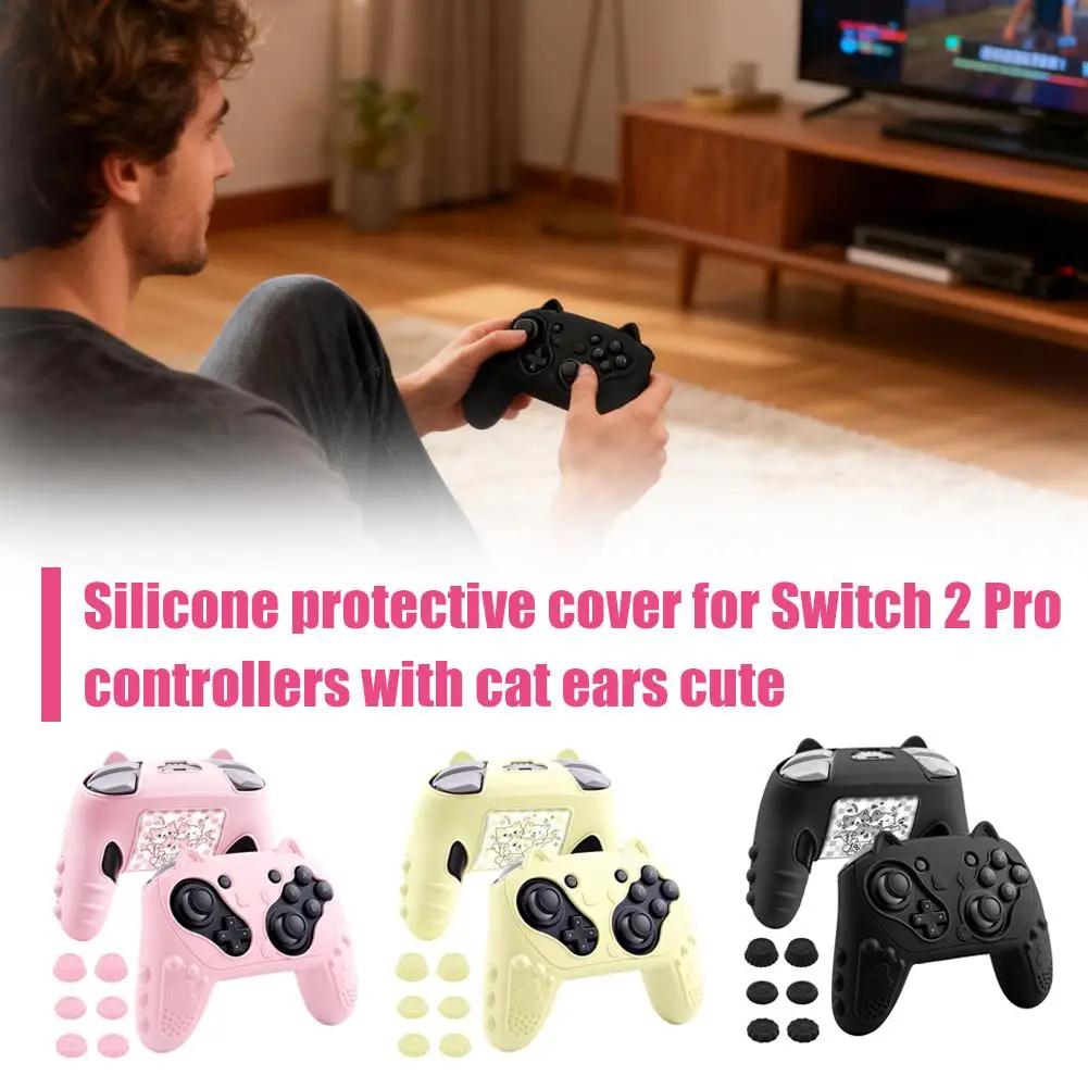 

Silicone Protective Case for Switch 2 Pro Controller with Thumb Caps Anti-Slip Skin Cover for Switch 2 Pro Gaming Accessories
