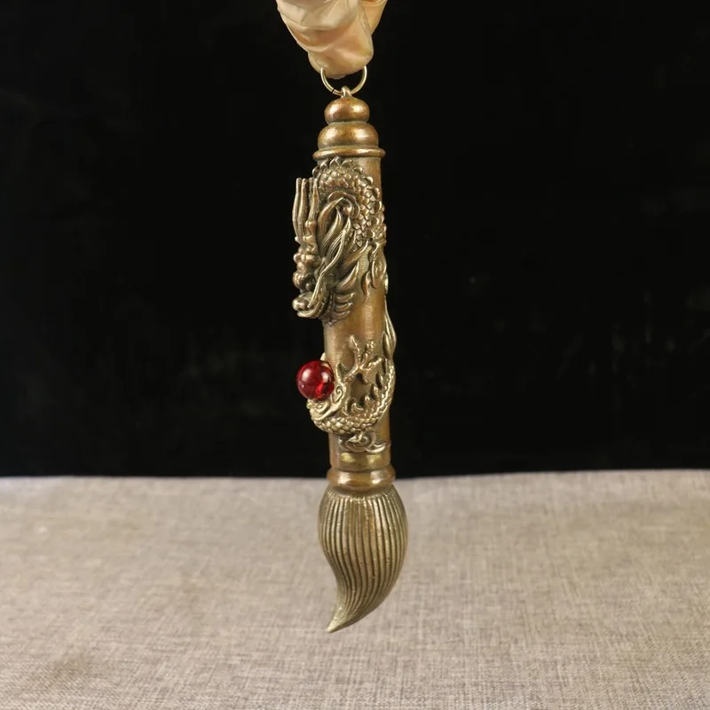 Brass -patterned calligraphy ornament, Wenchang brush with dragon beads, home decoration craft, stationery display p