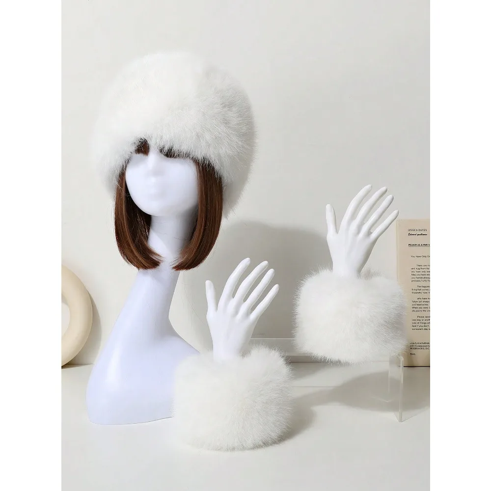 

Набор манжет с повязкой на голову из искусственного меха, 2 шт. | Эластичные пушистые богемные аксессуары для волос Fox-Like для женщин | Головной убор для зимнего фестиваля и вечеринки