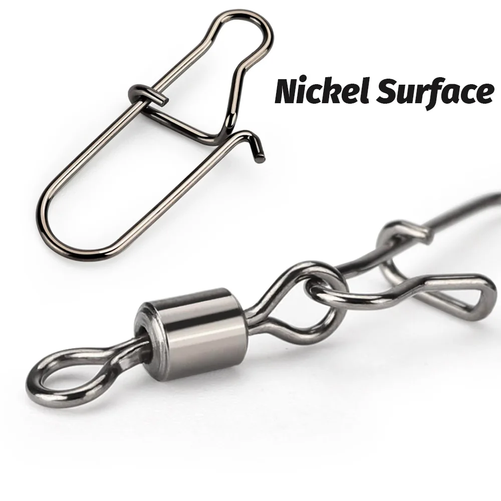 100pcs/box Swivel Snap Pin Rolling Ring Fishing Tackle Box Buckle Hook Kit Wire Connector Rotate Bearing Pesca 35 -100pcs Gear image 6