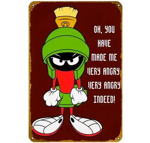 Vintage Marvin The Martian Metal Sign, ; Retro Cartoon Quote Wall Decor