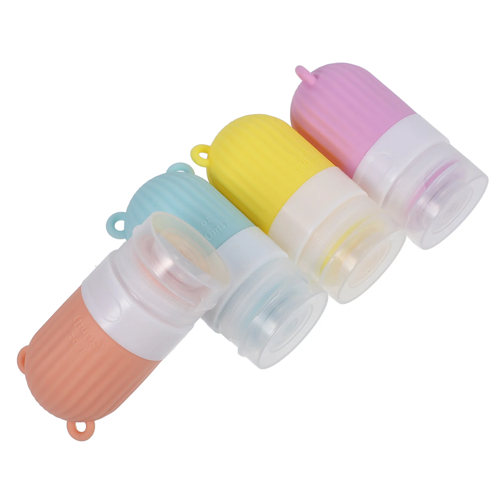

4 Pcs Silicone Travel Bottles Squeezing Containers Mini Jars Food Grade Cream Liquid Portable Toiletries Storage