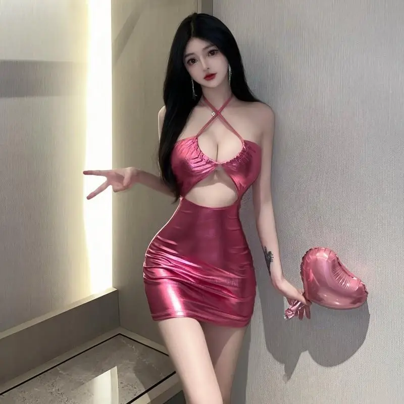 섹시한 글로우 플레이트 네이징 바디콘 드레스 여성용 미드 웨이스트 폴리에스터 원단 노 슬리브 핫 걸 코스튬