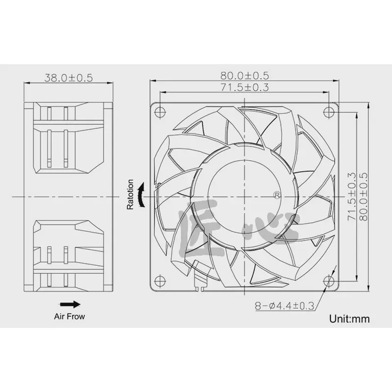 for PFB0812DHE Delta 8038 12V 3.30A 8CM Server Fan with High Airflow PWM Temperature Control