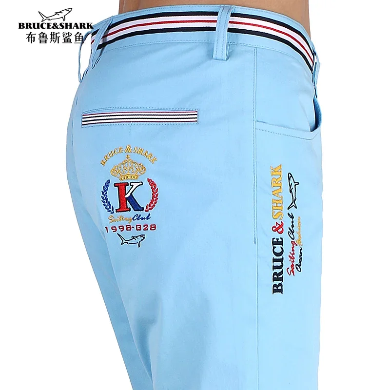 

New summer Bruce & shark men' pants casual fashion business 97% cotton 3% spandex stretch mentrousers straight top quality big s