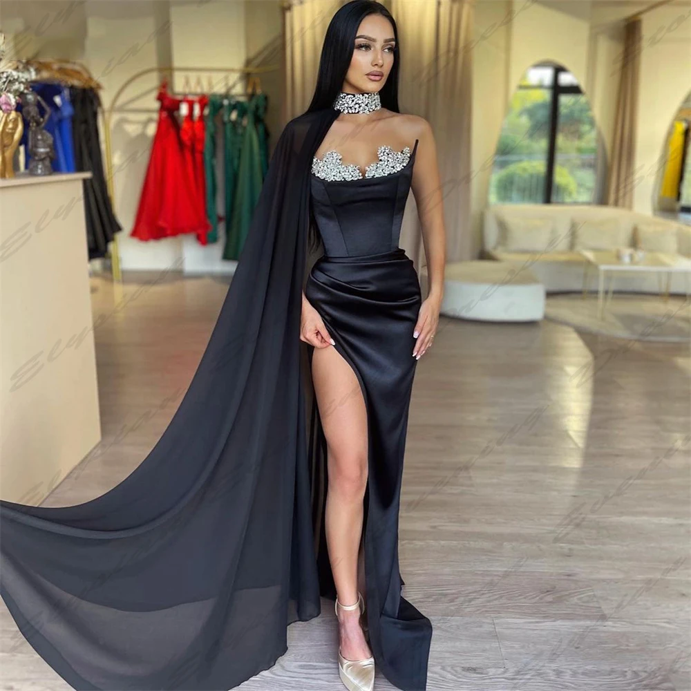 

Beautiful Exquisite Evening Dresses Fashion Sparkling Beading Female Sexy Off Shoulder High Slit Simple Mopping Party Prom Gowns