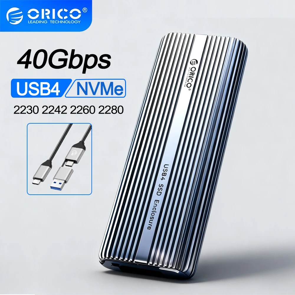 

Корпус ORICO 40 Гбит/с NVMe SSD Корпус SSD Адаптер M.2-USB4.0 для 8 ТБ M.2 NVME PCIE Встроенный охлаждающий жилет/вентилятор Алюминиевый корпус