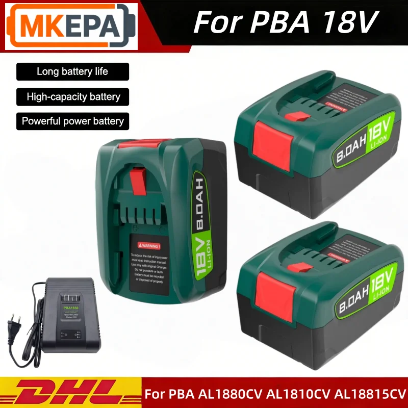 For PBA Replacement Lithium Battery 8000mAh 18V lpega For Power Tools AL18815CV AL1830CV AL1880CV AL1810CV Rechargeable Battery