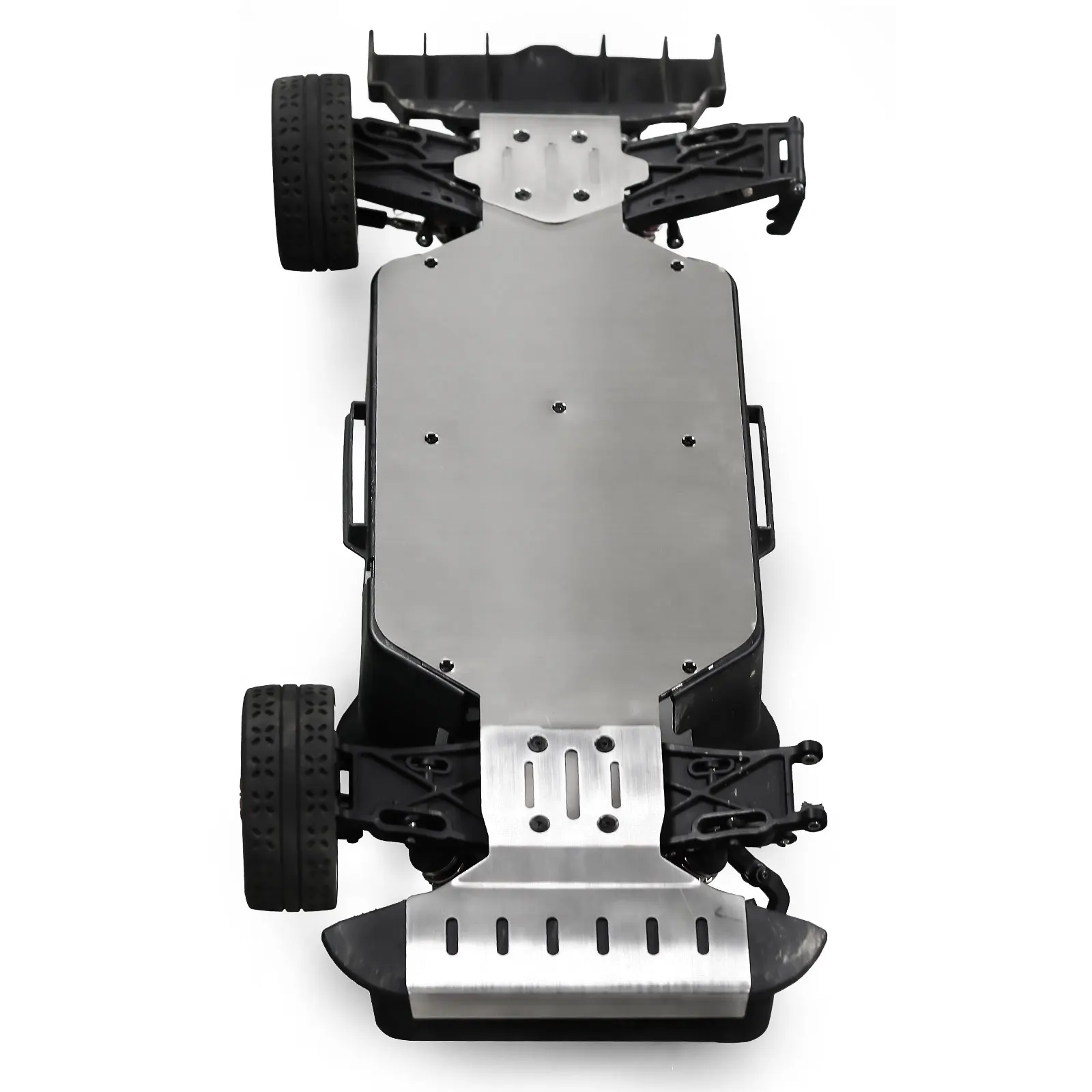 Conjunto de placa antiderrapante de chassi de metal para 1/7 mjx hype go 7303 rc peças de atualização de carro armadura antiderrapante dianteira e traseira de aço inoxidável