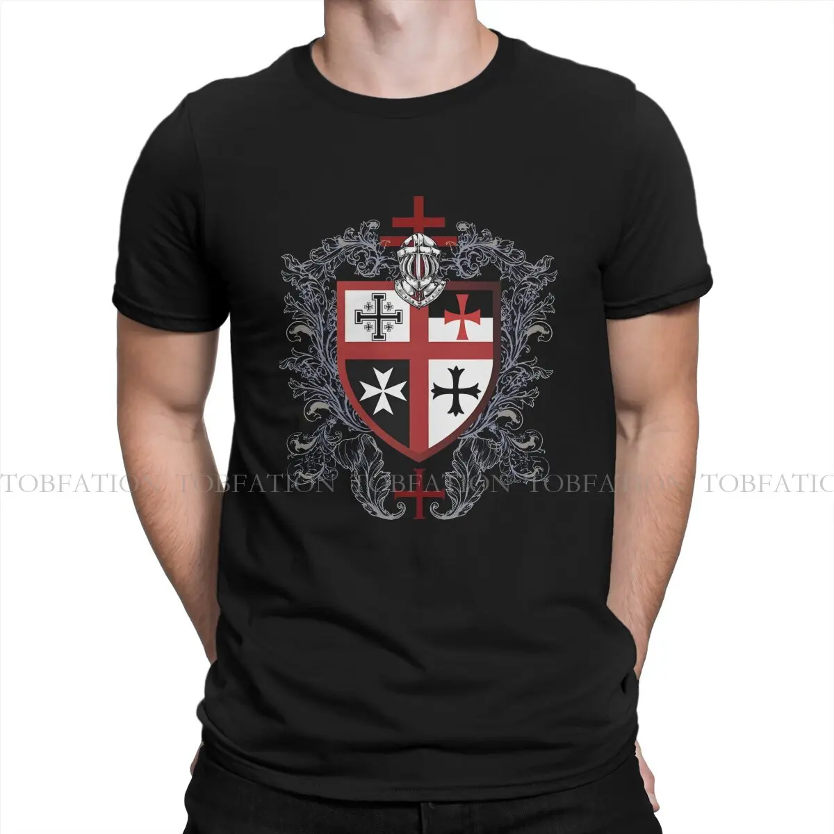 Cross Shield Symbol Medieval Emblem Secret Order TShirt For Male Knights Templar Tops Novelty T Shirt Soft Print  Creative Gift
