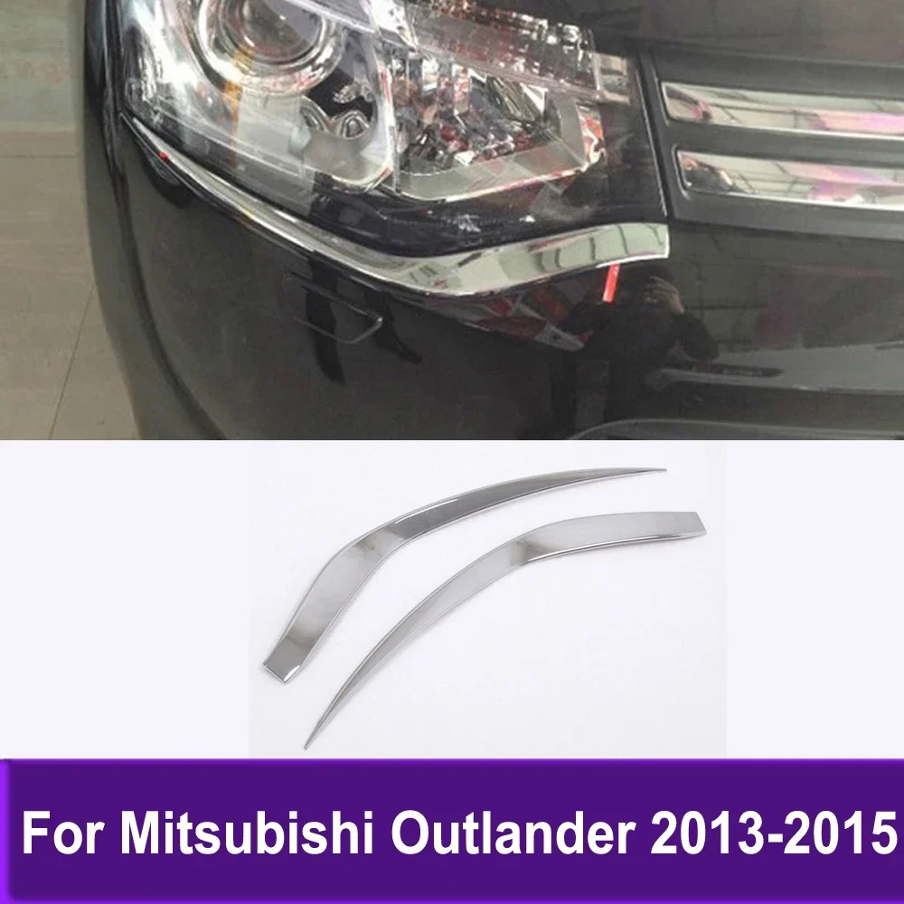 

Accessories For Mitsubishi Outlander 2013 2014 2015 Chrome Front Headlight Lamp Eyebrow Trim Cover Sticker Decoration
