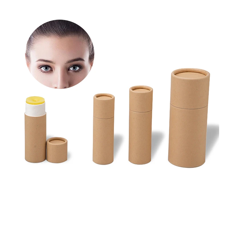 5PCS 12g/17g Kraft Paper Push Up Tubes Biodegradable Cardboard Cosmetic Cylindrical Packaging Lip Balm Deodorant Container