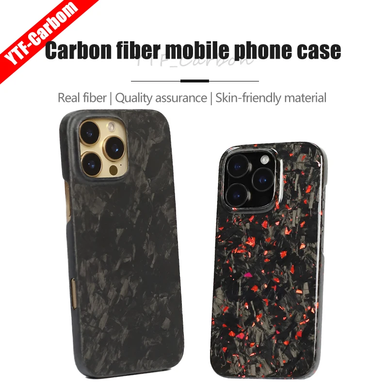 

YTF-carbon real carbon fiber phone case For iphone 16 15 16Pro MAX case forged pattern design explosion-proof back shell
